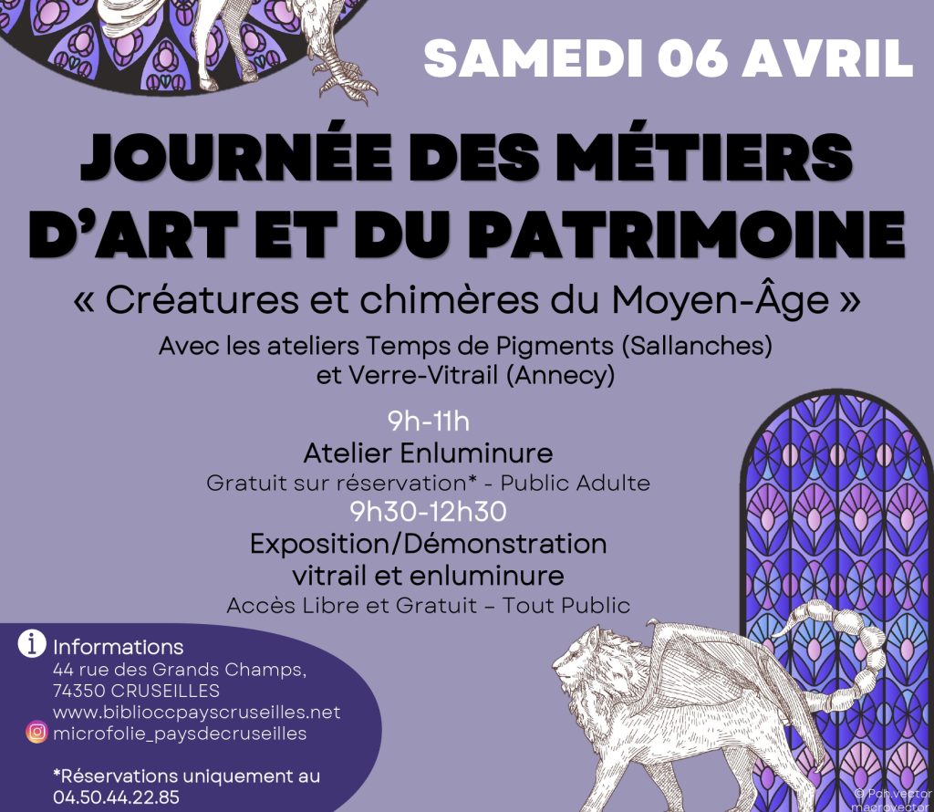 Journée des Métiers d'Arts et du Patrimoine samedi 6 avril Micro Folie Cruseilles