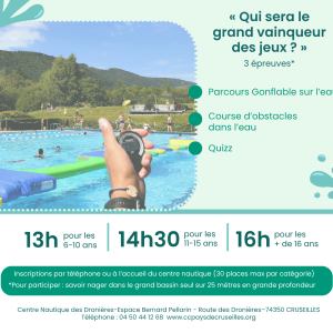 AquaGames Des Dronières samedi 16 aout 2025 centre nautioque des dronières à Cruseilles